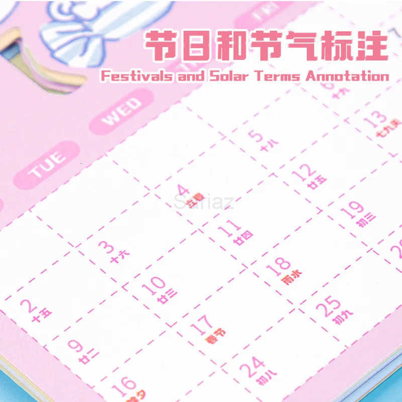 Sanrio 2026 Desk Calendar Cartoon Hello Kitty Cinnamoroll Kuromi My Melody Plan Message Memo Desktop Ornaments Weekly Plan Book H251212