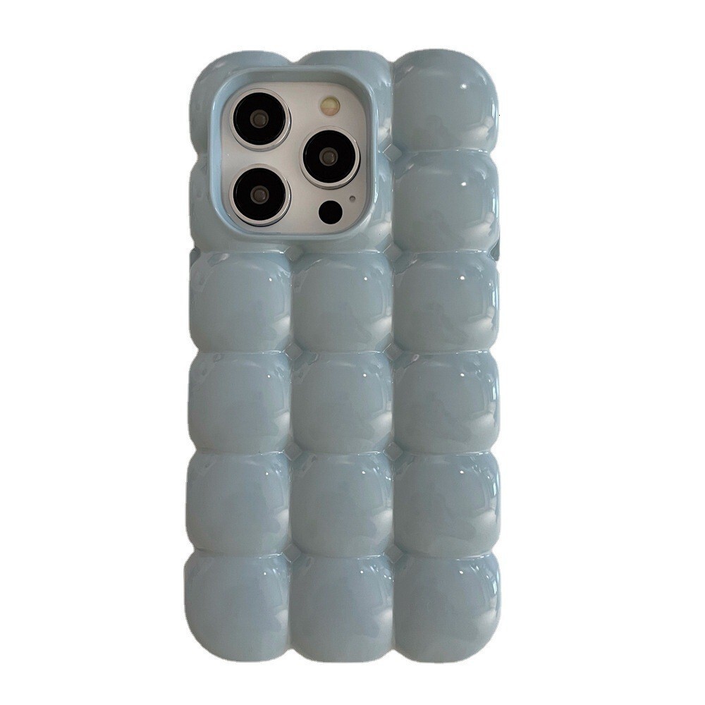 Solid Color Puff Egg Waffle Phone Compatible with iPhone 16 Apple 17 Pro Max 3D 15 Niche 14 Soft Case
