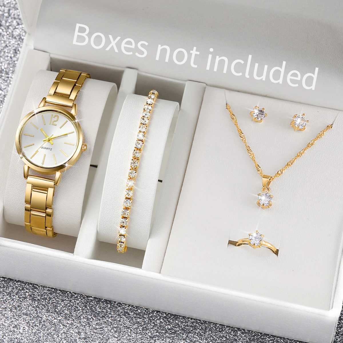 6PCS/Set Fashion Women Watches Luxury Alloy Band Ladies Quartz Watch Diamond Jewelry Set Relogio FemininoWIthout Box Y251212