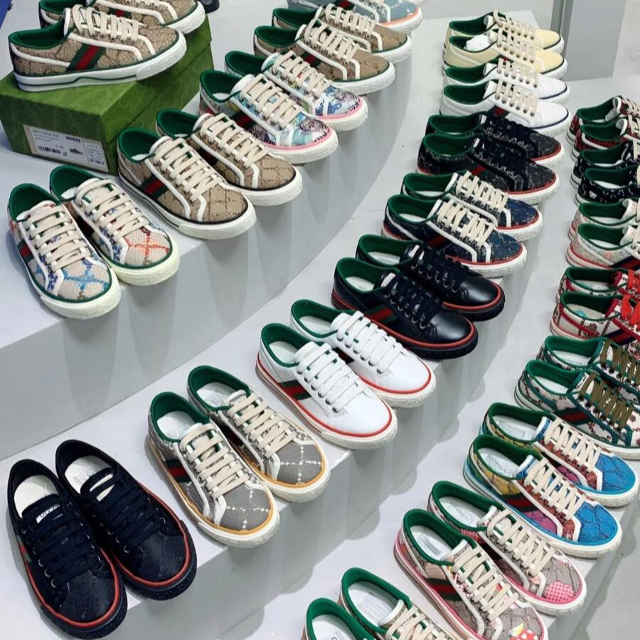 Luxury Designer Tennis Shoes Women 1977 Italy Green Stripe Canvas Casual Sneakers Rubber Sole Stretch Cotton Low Top Men sneakers