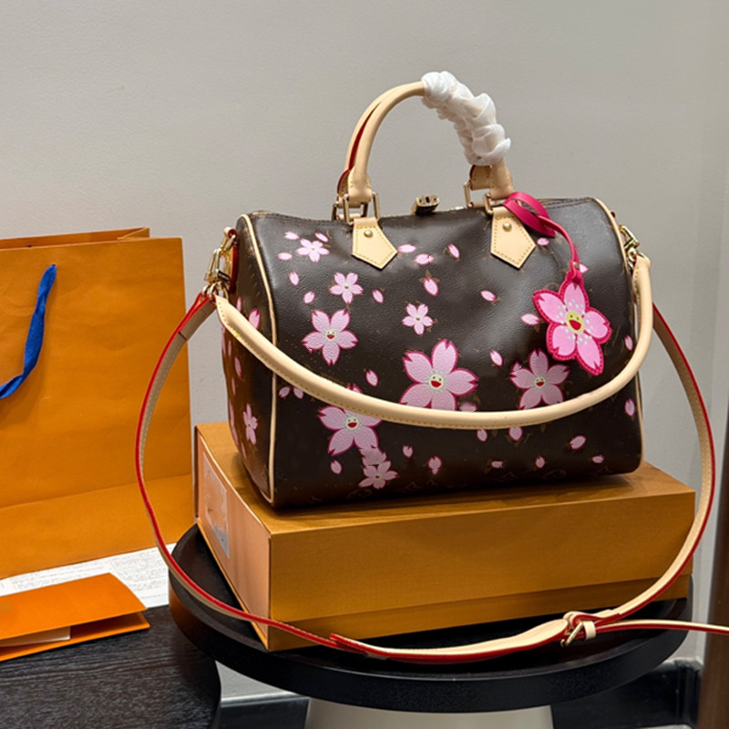 Cherry blossoms Cherry Leathers designer bags nano Speed 30 Pillow Bag Tote Bag Luxury Crossbody Fashion Handle Handbags Flower Shoulder Bag Women Men messenger bag