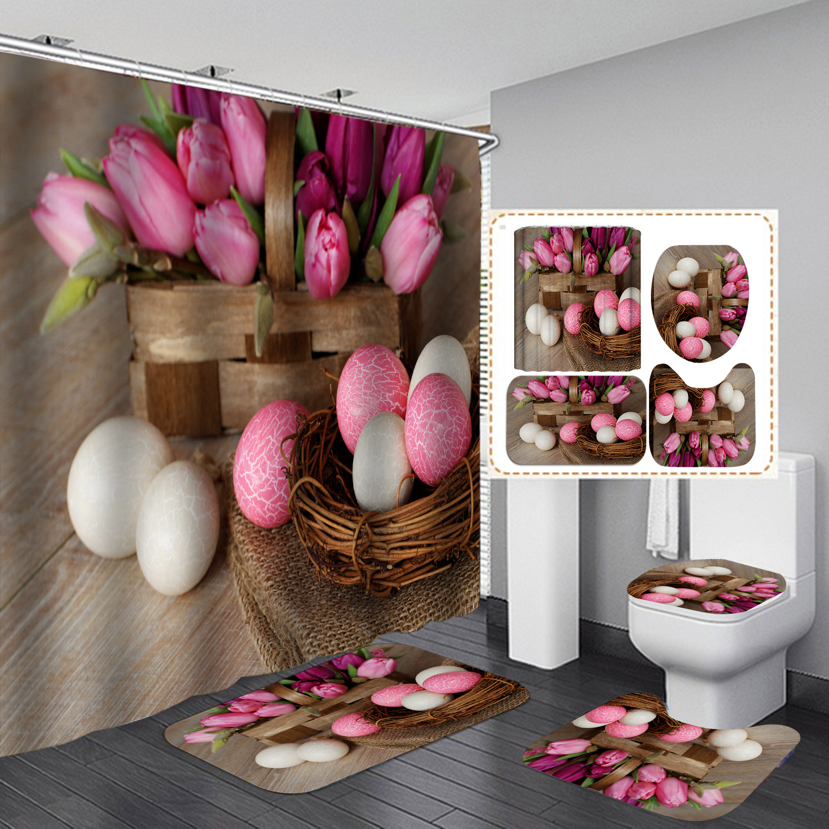 YL-37380 Digital Printed Waterproof Bathroom Composite Shower Curtain - Factory Direct Supply, Wholesale Shower Curtains