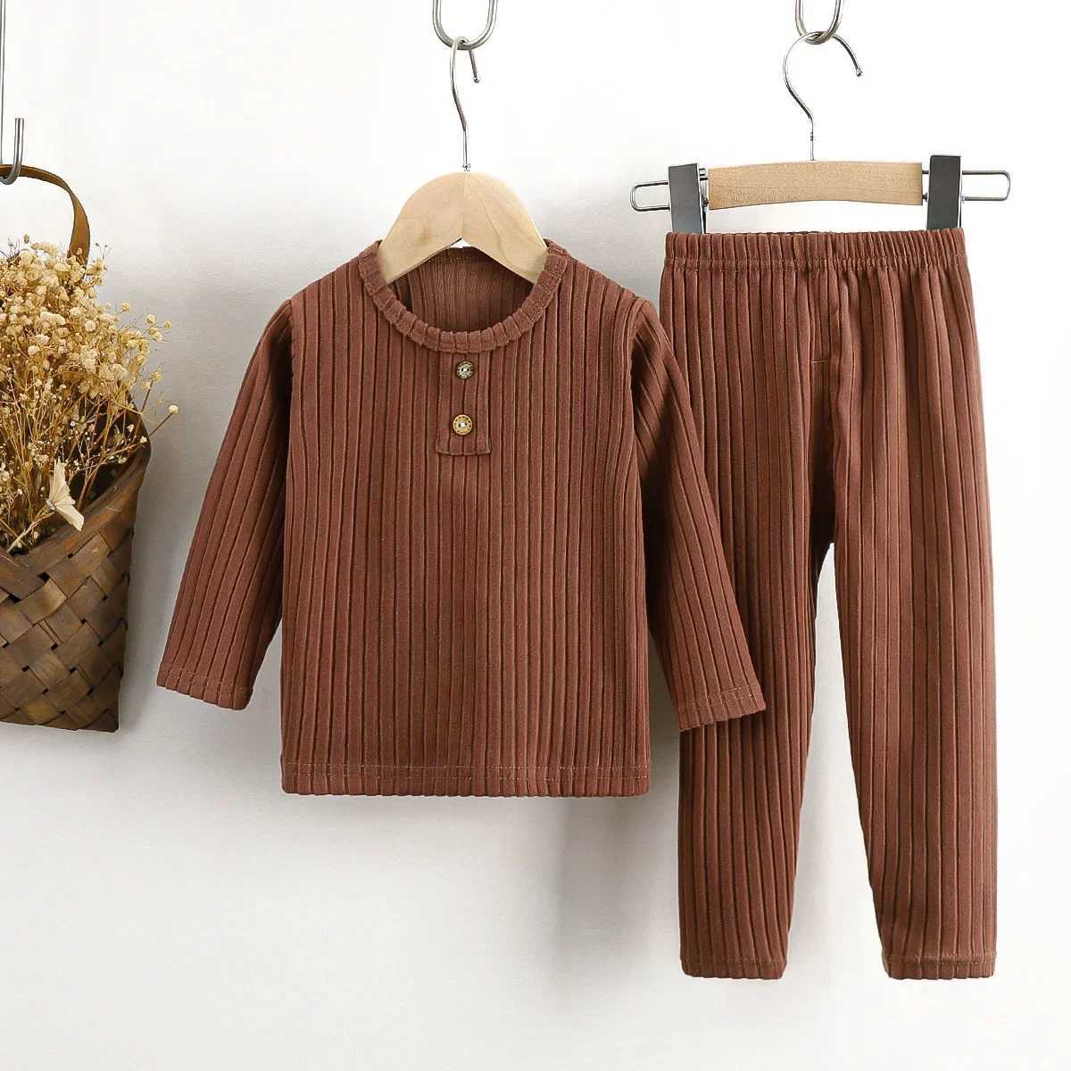 2025 Autumn New Style Childrens Underwear Sets - Boys German Velvet Girls Baby Ribbed Loungewear Sets for Kids H260403