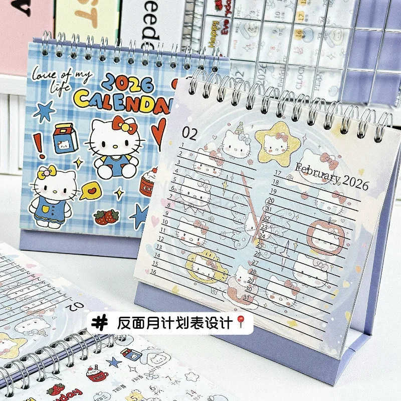 Sanrio 2026 Hello Kitty Coil Desk Calendar Cartoon Tabletop Flip Schedule Monthly Planner for Desktop Decoration Office Stationery H251212