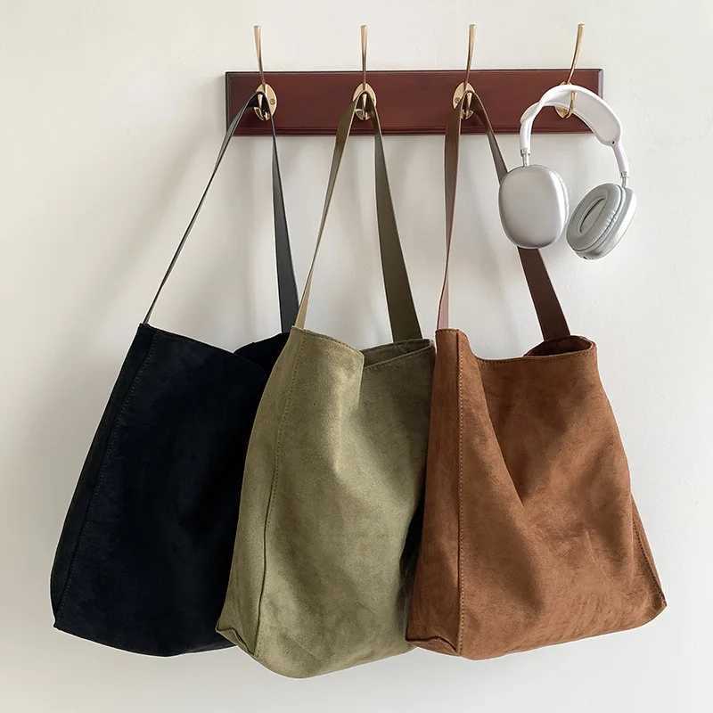 Wens Faux Suede Solid Color Versatile Handbag Large Capacity Fi Casual Scrub Leather Shoder Bag Minimalism Basket Tote Y251211