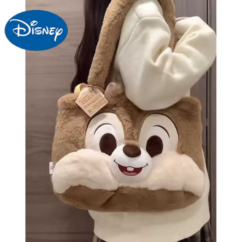 Disney Cartoon Chip an Dale New Cute Girls Comfortable Soft Autumn and Winter Fashionable and Versatile Shoulder Plush Bag H251212