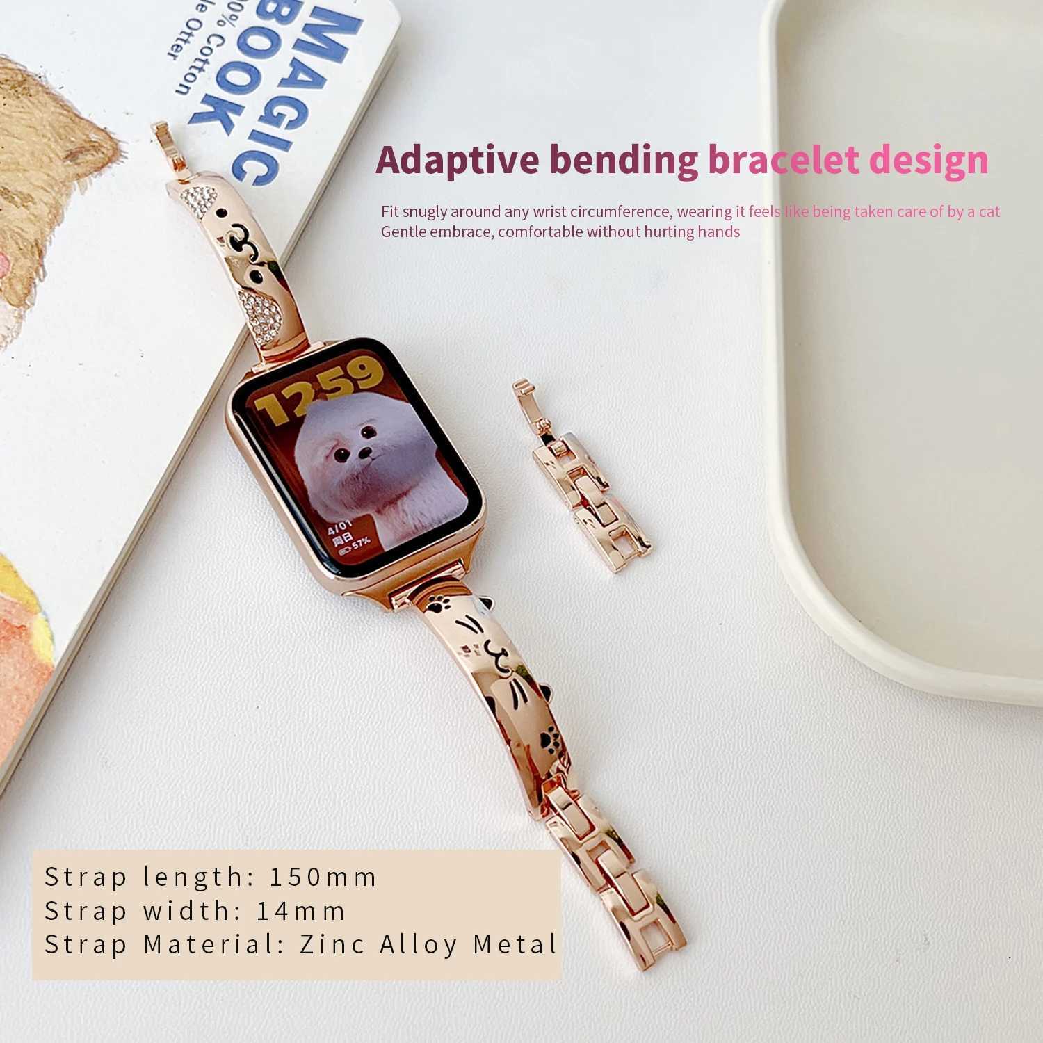 Cute Cat Bracelet Strap for Xiaomi Bracelet 10 8/9 Pro Cute Girl Strap for Huawei Bracelet 8 9/10 Fit4 4pro Universal18 20 22mm Y251212