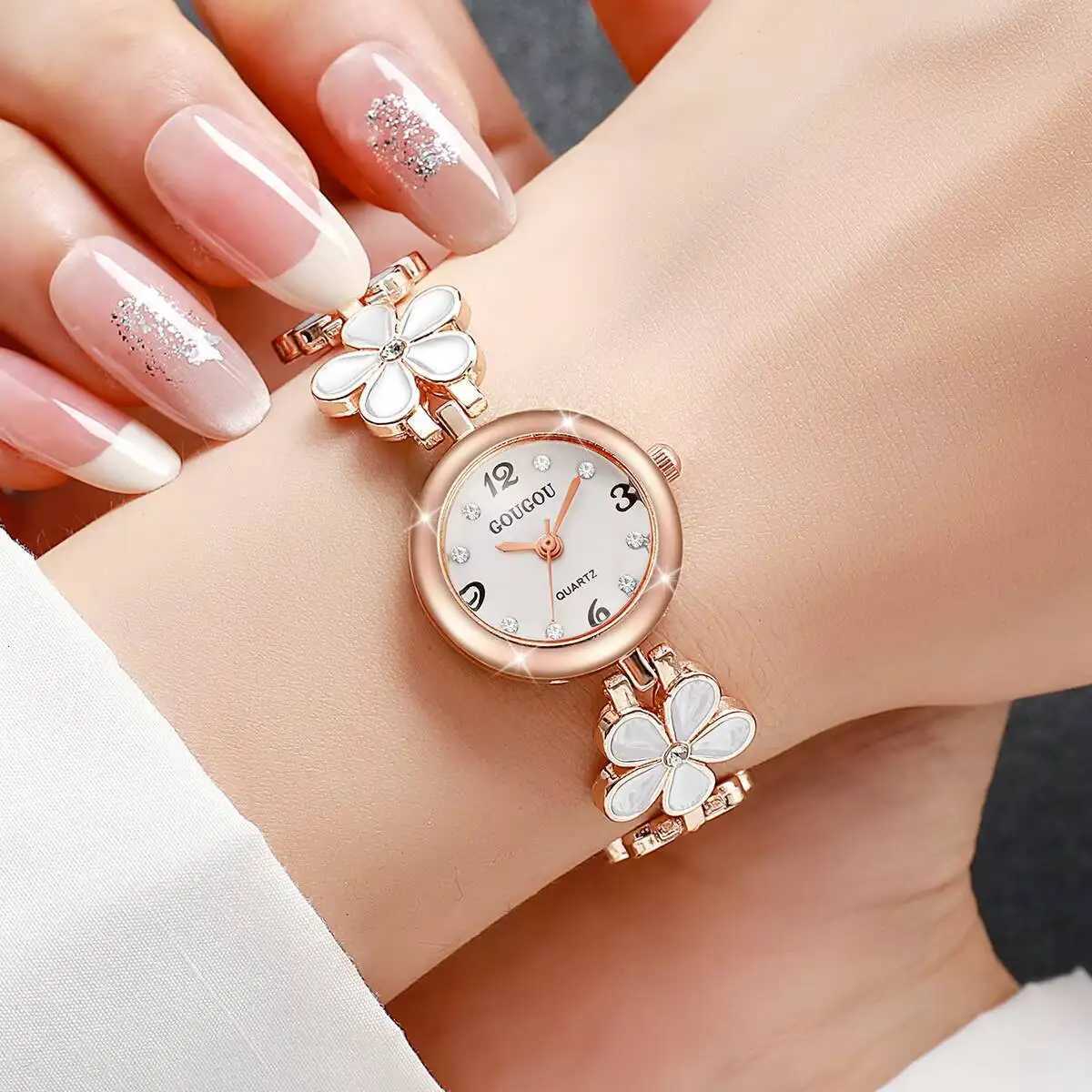Elegant Flower Bracelet Strap Women Watches Fashion Diamond Arabic Dial Ladies Wristwatches Reloj MujerWithout Box Y251212