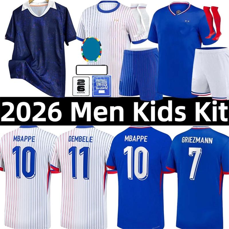 2026 Franc French Soccer Jerseys Mbappe Nkunku Griemann Dembele Thuram Giroud Kante Coman Camavinga Kounde Saliba Theo Konate national football team Kids Kit Women