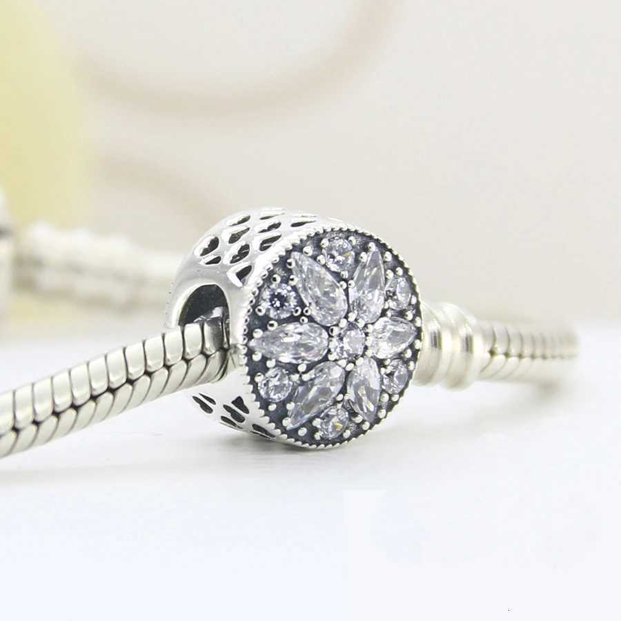 New 925 Sterling Sier Round Snowflake Parachute Star Charm Fit Bracelet Accories Wen Jewelry Y251212