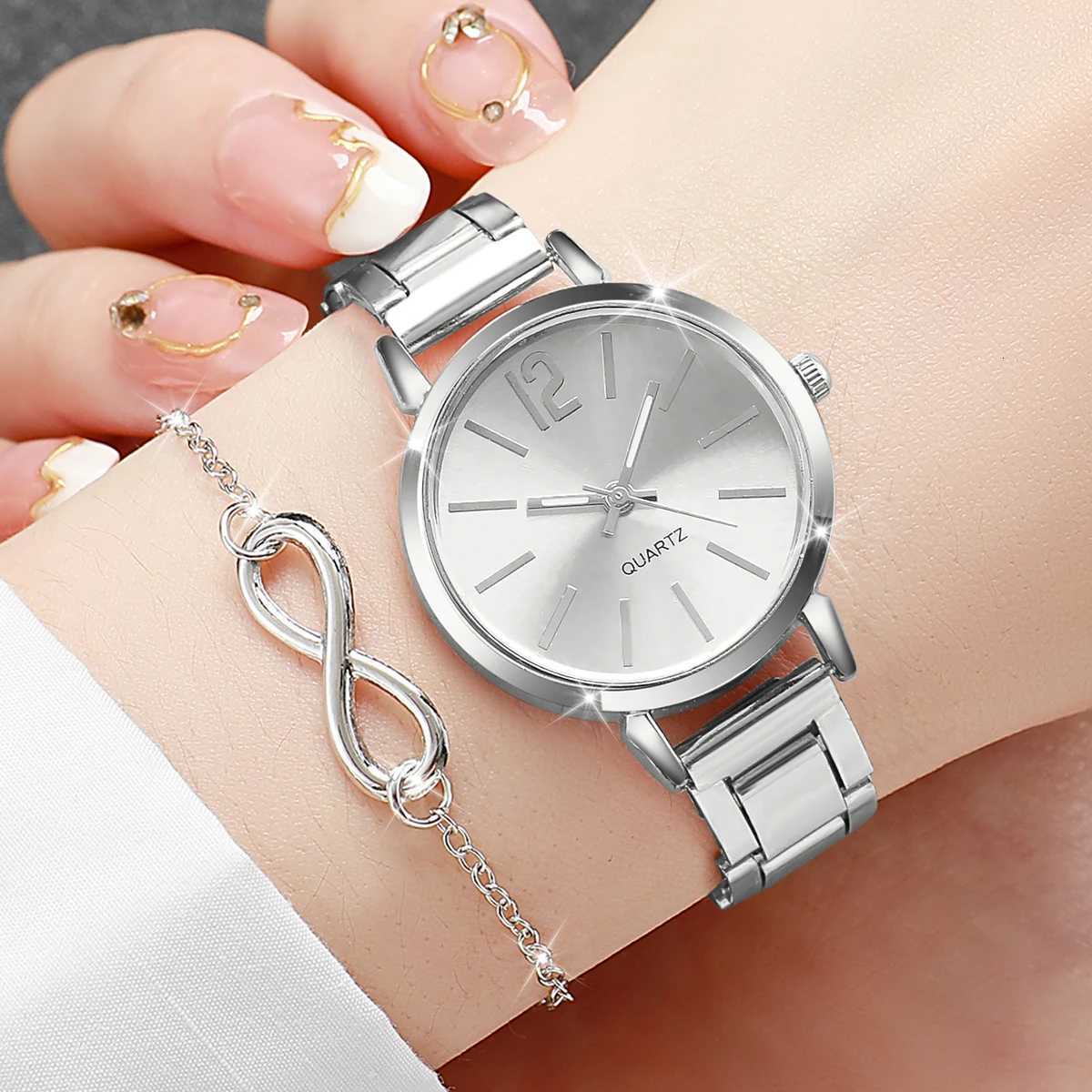 3PCS/Set Elegant Arabic Dial Women Wristwatch Silver Alloy Strap Quartz Watches Jewelry Set Reloj Mujer Without Box Y251212