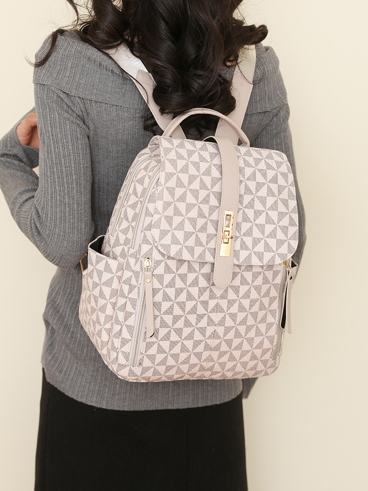 Women New Backpack Retro Simple Design Casual Print Large Capacity School Bag Fashion Trend