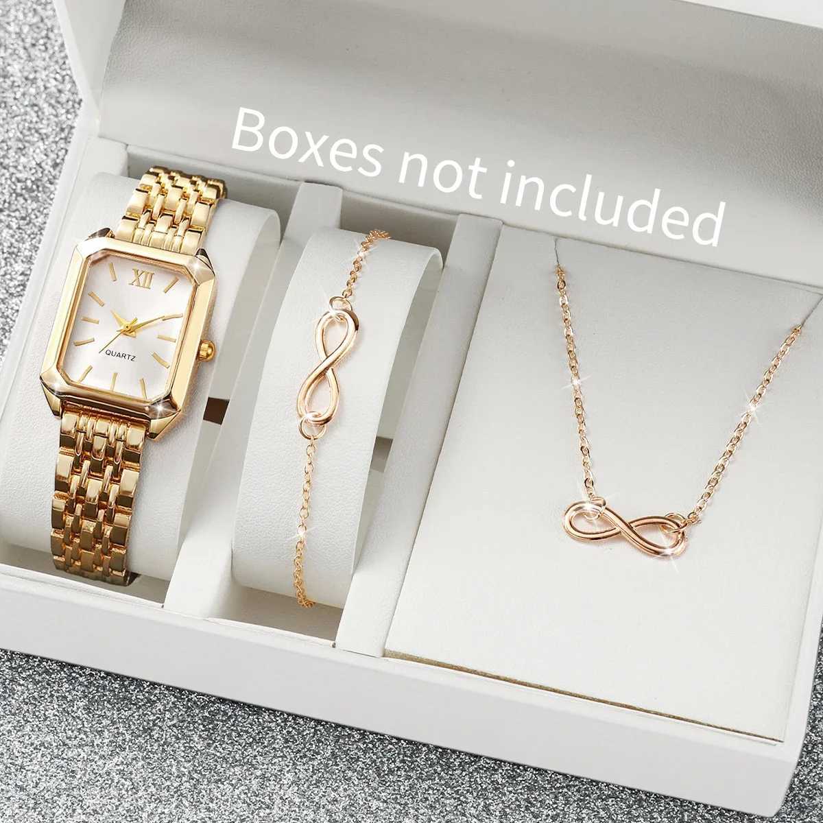 2/3/4/5PCS Fashion Rectangle Roma Dial Ladies Wristwatch Women Quartz Watches Jewelry Set Reloj MujerWithout Box Y251212