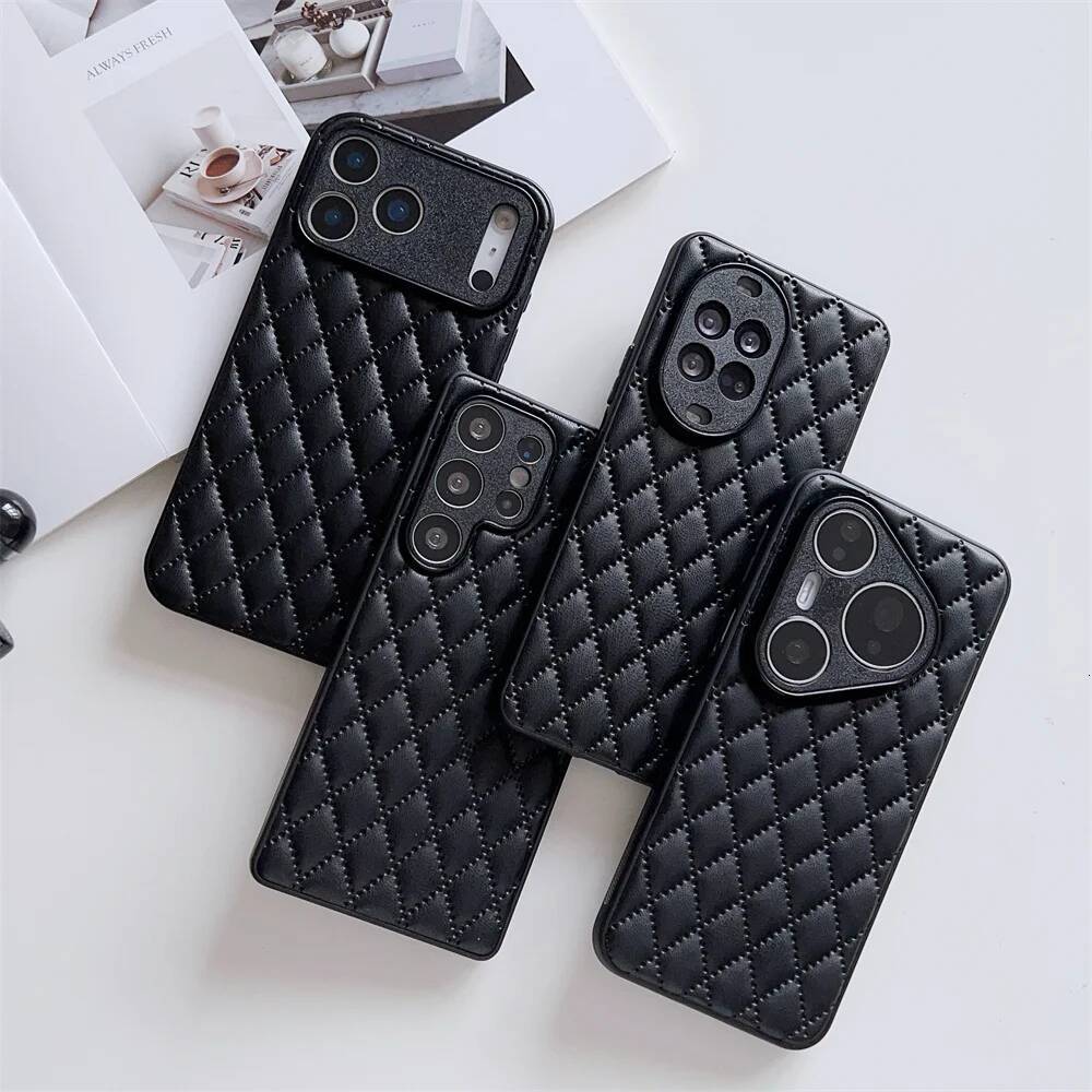 Luxury Rhombus Pattern PU Leather Phone Case For Samsung Galaxy S25 Ultra Edge S24 FE S23+ Plus A56 A55 A54 A53 A36 A35A26 5G