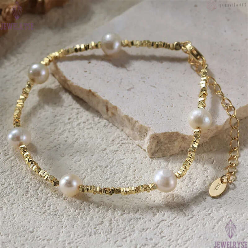 luxury 5mm natural pearl bracelet designer woman charm 14k gold bracelets s925 sterling silver chains womens jewelry 16.5cm birthday friend valentines