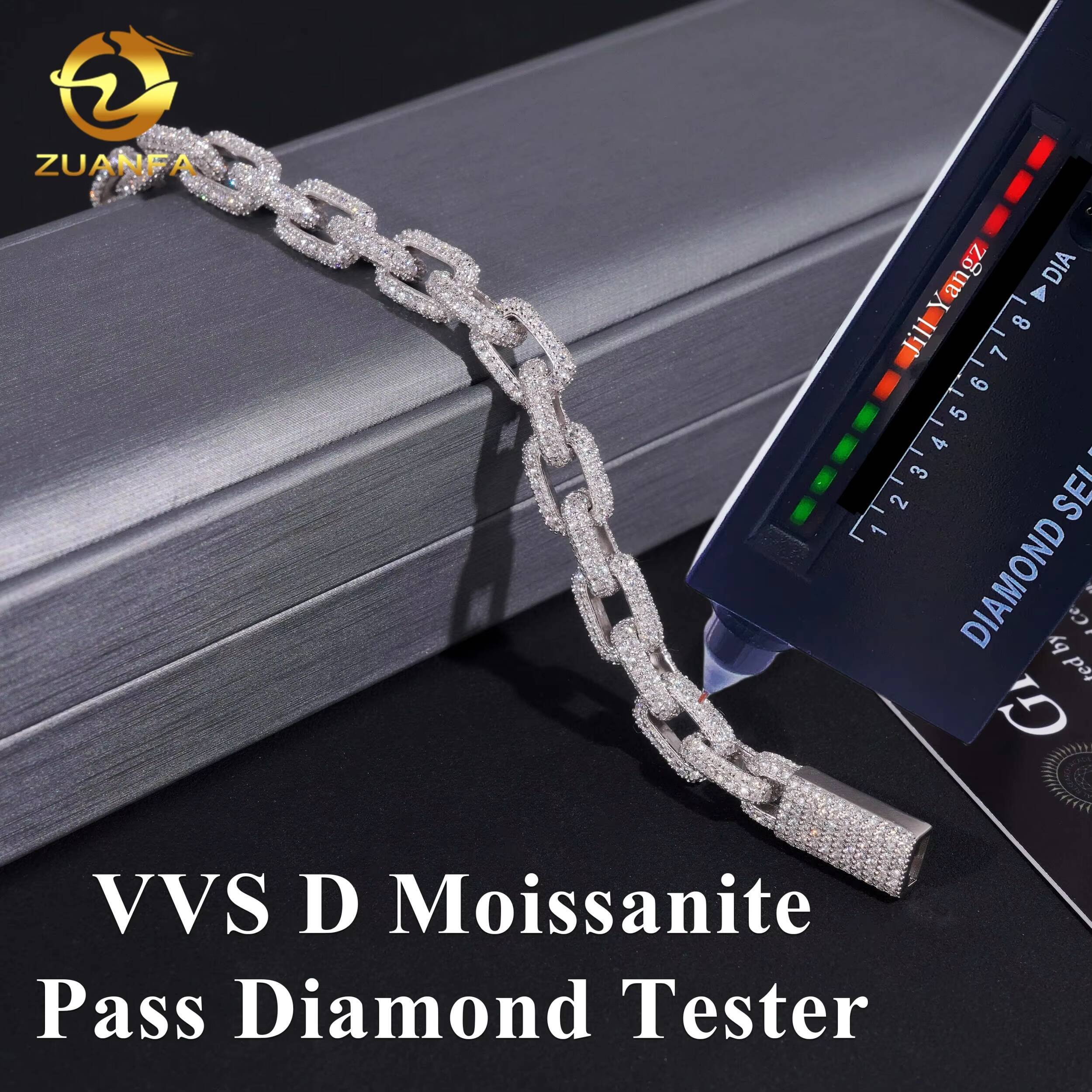 Daily Hip Hop Jewelry Iced Out Square Chain Bracelet Necklace 82mm Rolo Chain Cuban Link Chain Moissanite Cuban Link Bracelet