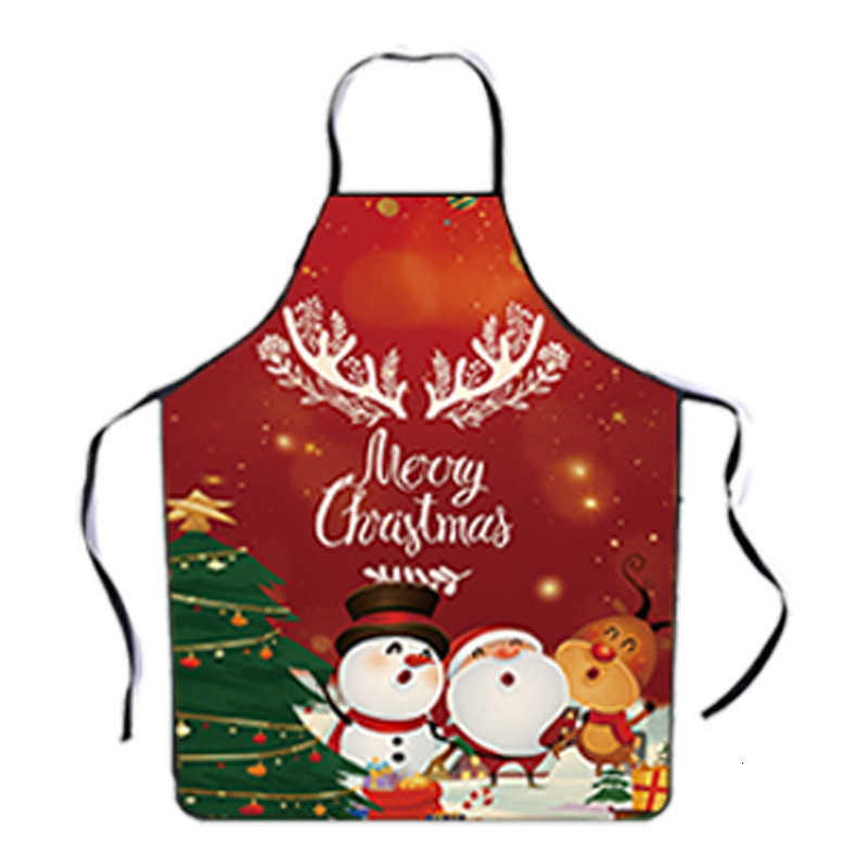 Christmas decorative fabric printed decorative apron with tie straps and waistband for waterproof and oil-resistant use H250823
