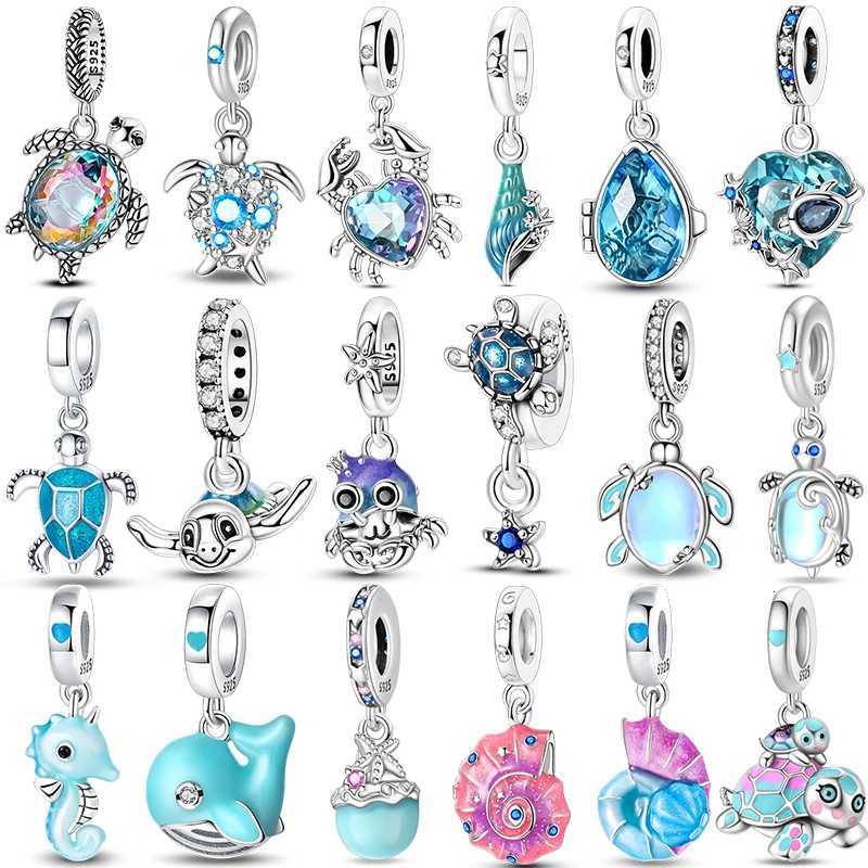 Fashion 925 Sterling Sier Summer Ocean World Series Sea Turtle Starfish Crab Octopus Charms Beads Fit 925 Bracelet DIY Jewelry Y251212