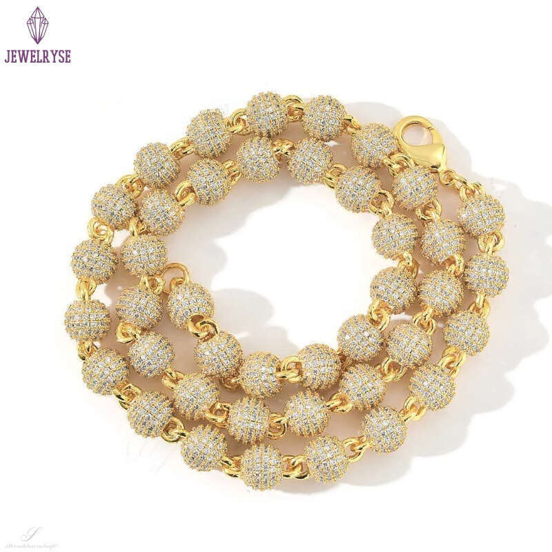 necklace moissanite chain Factory Wholesale Ball 925 Sterling Silver Iced Out VVS Diamond Cuban Link Hip Hop