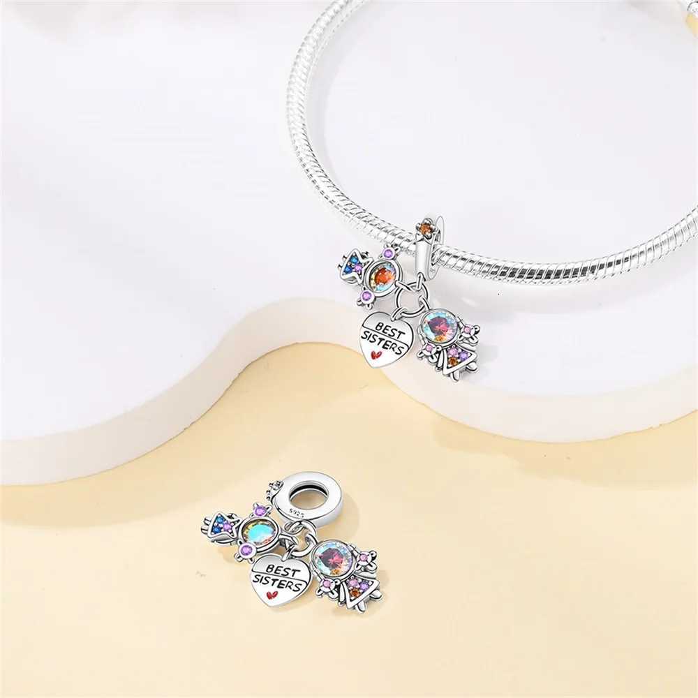 Charms 925 Sterling Sier Plated Sister Pendant Set Of Three Pieces Beads Fit Bracelet Diy Gift Wen Delicate Jewelry Y251212