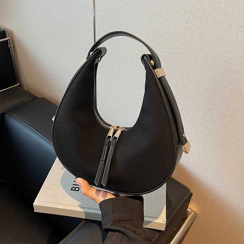 Wen Faux Suede Shoder Bag Small Tote Bag Large Capacity Elegant Shoder Purse Zip Closure Top Handle Bag Outdoor Travel Bag Y251211