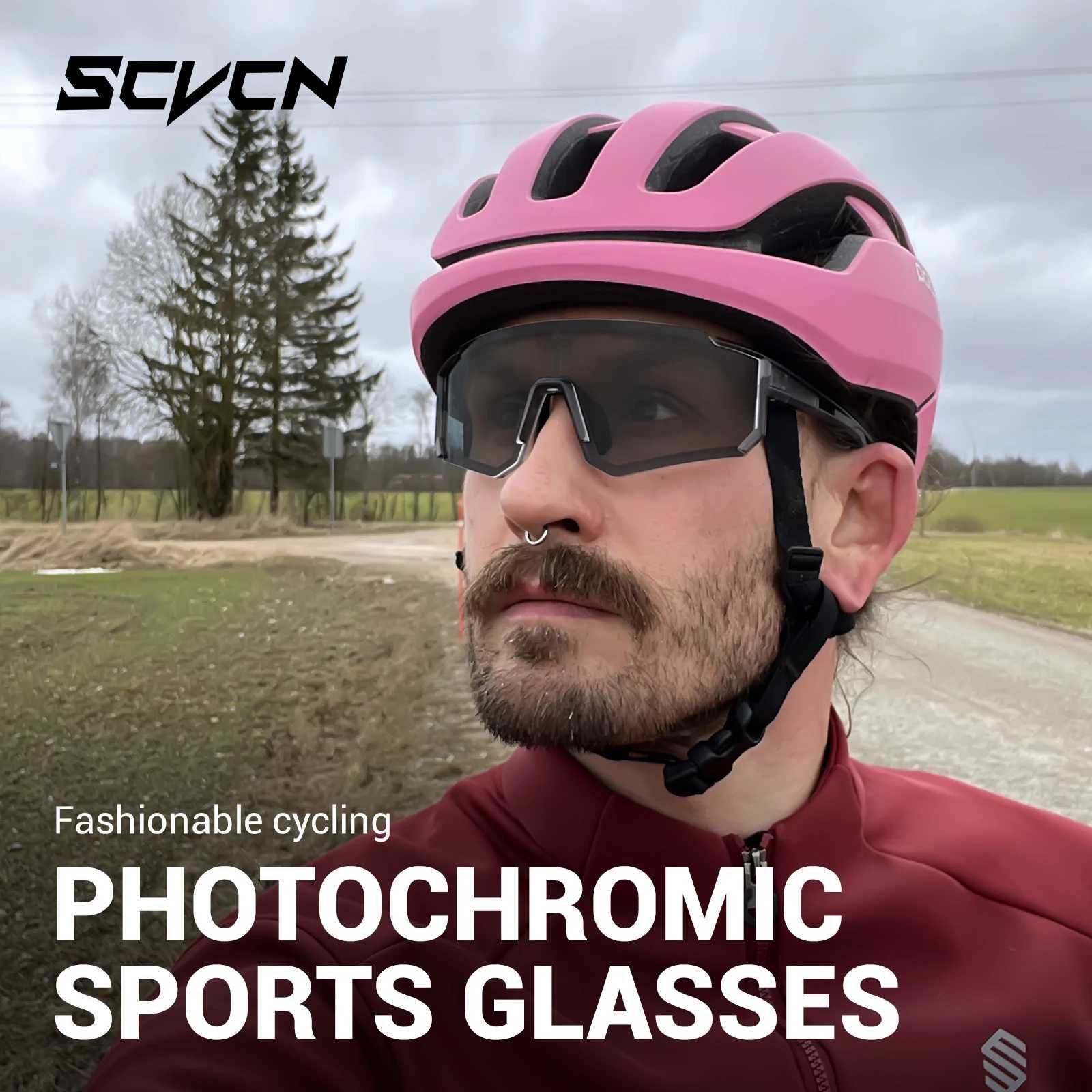 SCVCN New Outdoor Photochromic Sunglasses Sports Bike Cycling Glasses Man MTB Climbing Glasses Women Driving Bicycle Eyewear G251212