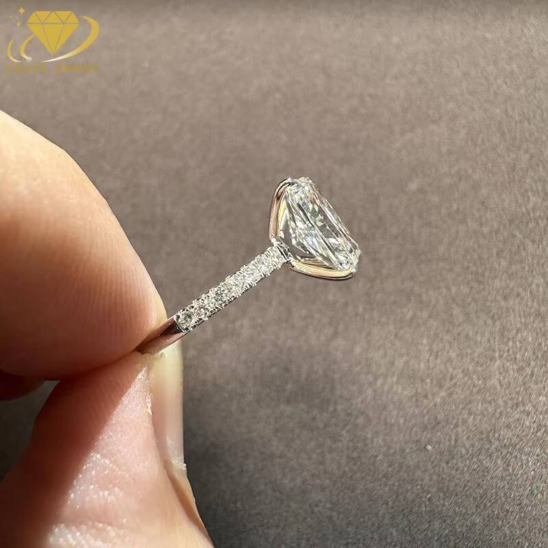 Luxury Jewelry Custom 10K/14K/18K White Gold Emerald Cut Lab Grown Diamond Ring Big Stone Lab Created Diamond For Women