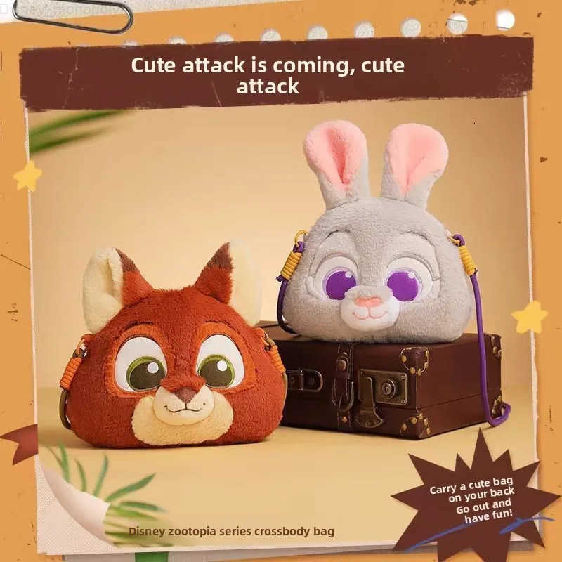 Disney Kawaii Zootopia Cartoon Crossbody Bag Judy Nick Big Headed Bag Crossbody Plush Bag for Cosplay Costumes Accessories Gift H251212