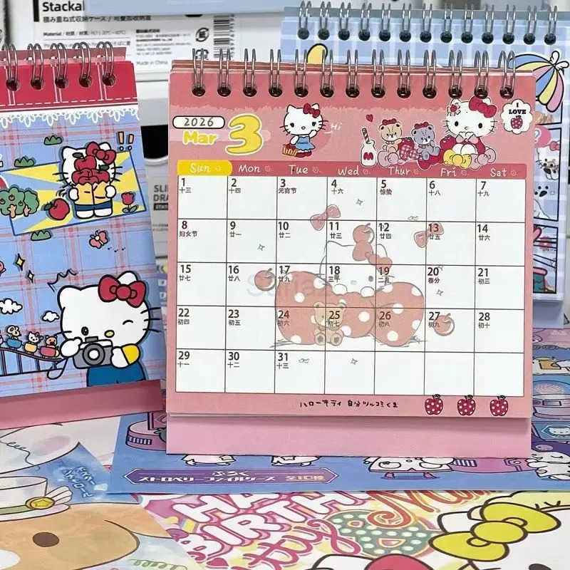Sanrio 2026 New Hellokitty Cinnamoroll Comic Calendar - Cute Cartoon Graffiti Desk Calendar For Office Students New Year Gift H251212