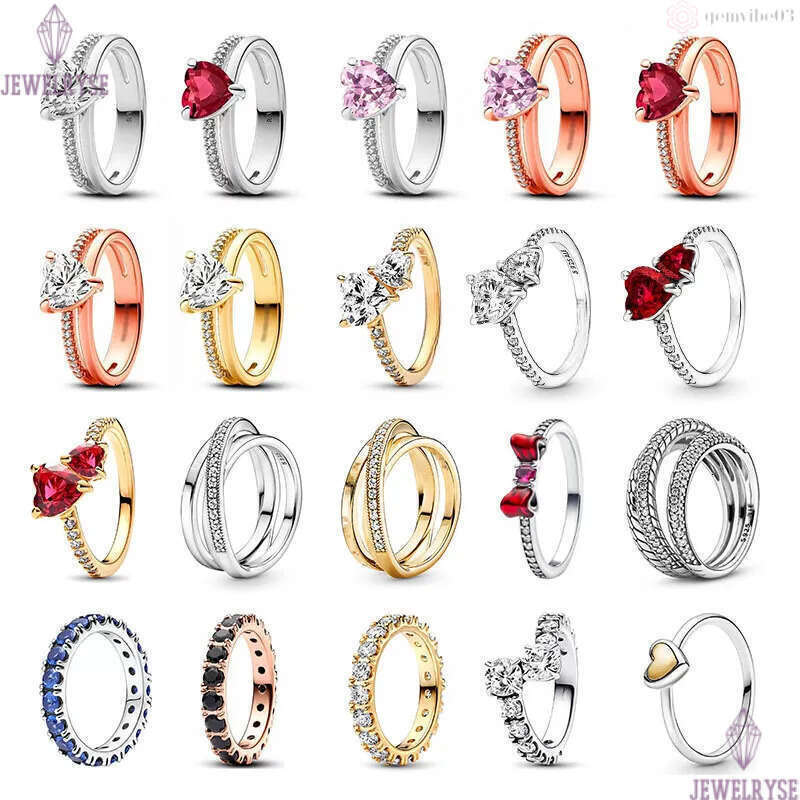 S925 silver plated classic love heart designer ring for women shine crystal red stone butterfly lover couple rings jewelry