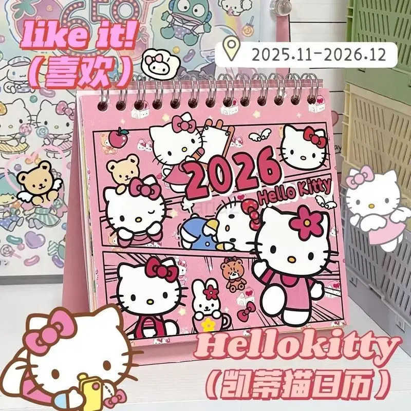 Sanrio 2026 New Hellokitty Cinnamoroll Comic Calendar - Cute Cartoon Graffiti Desk Calendar For Office Students New Year Gift H251212