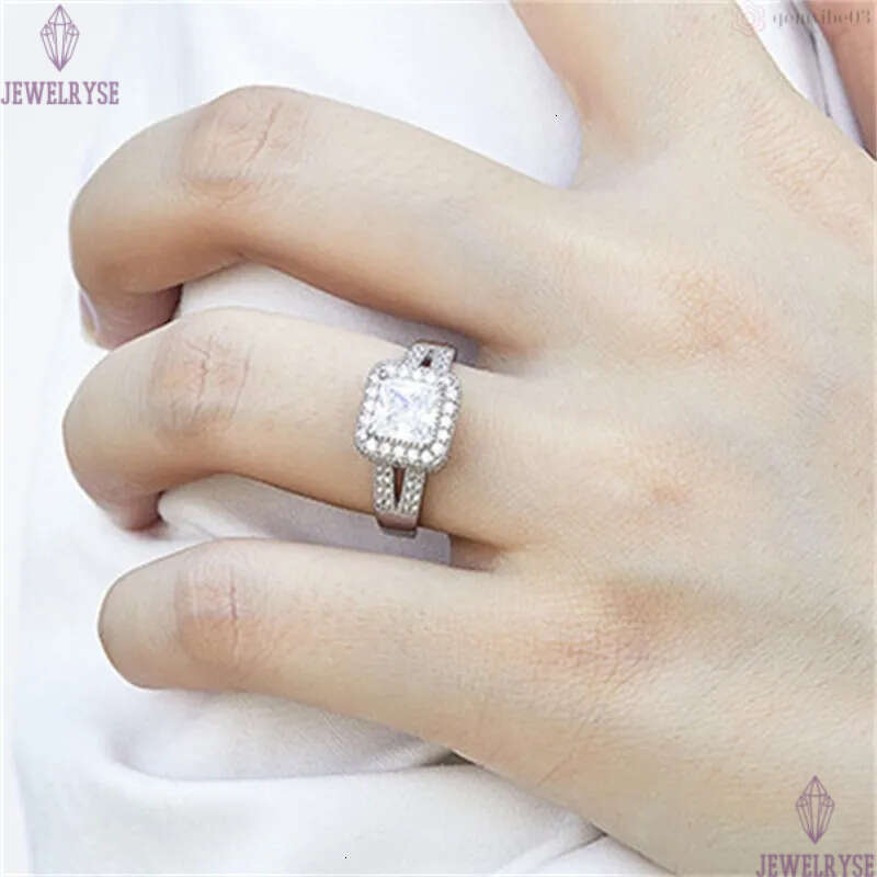 luxury 6mm square diamond designer ring for wed 925 sterling silver white 5A zirconia engagement wedding band rings jewelry woman home party gift box 