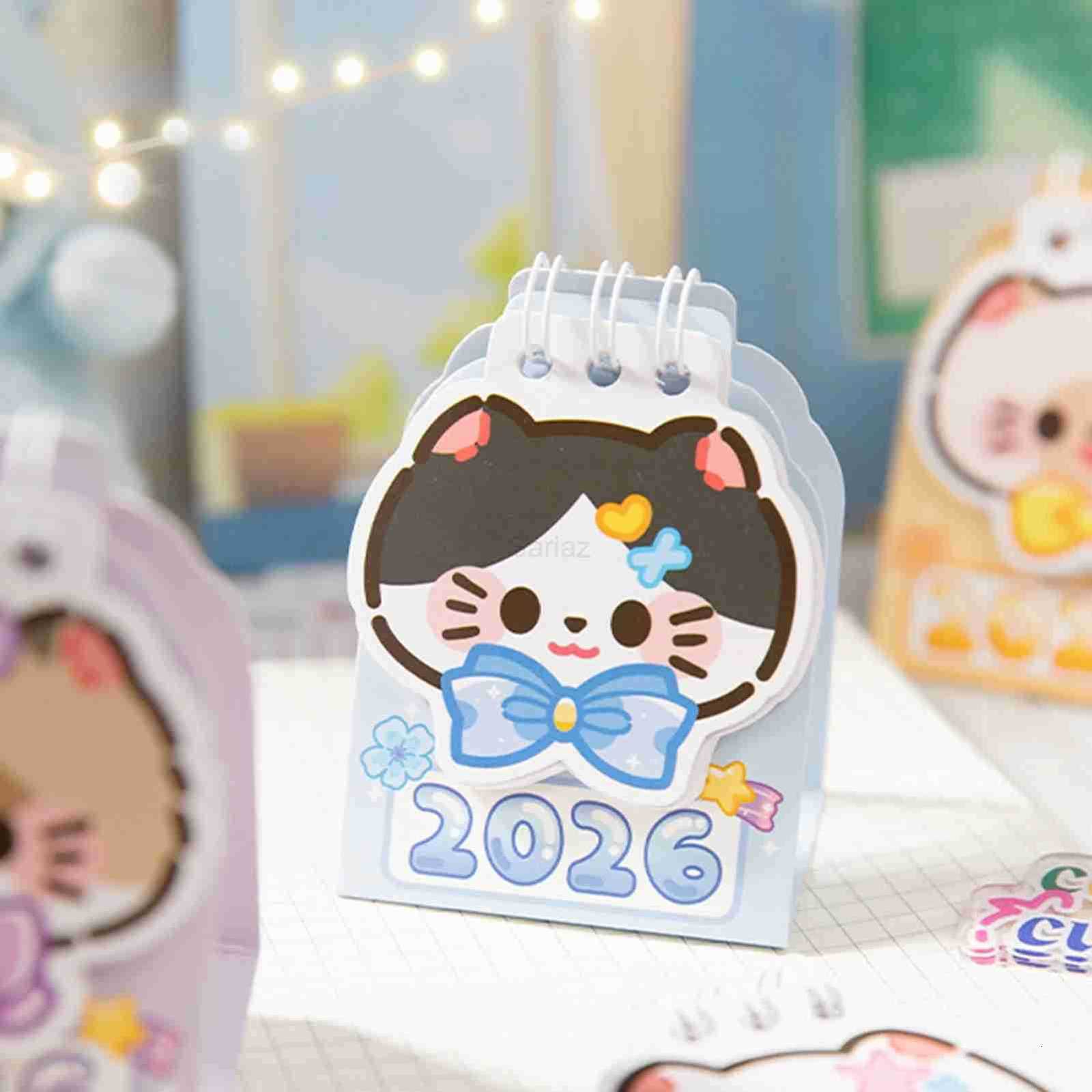 Sanrio Year 2026 Small Kitty Calendar Desktop Memo Organizer Clear Printing Compact Kitty Planner Cat Calendar Desktop Marker Board H251212