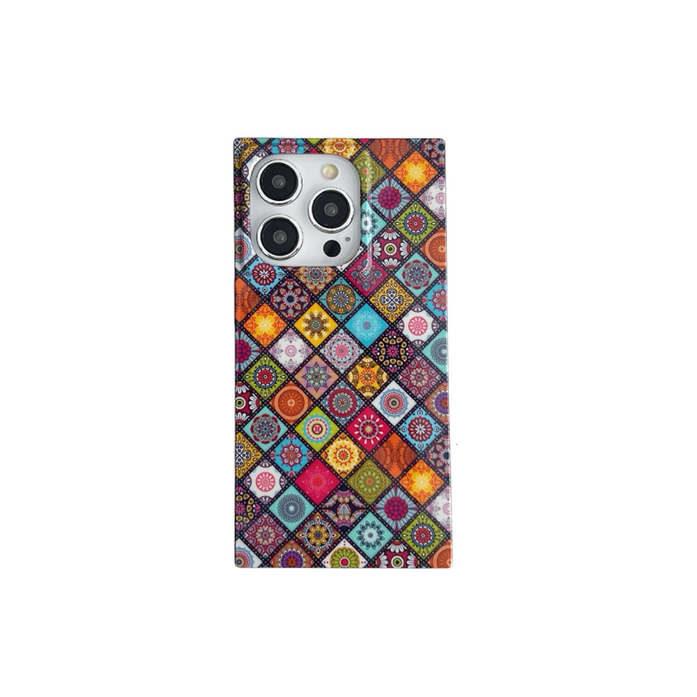 Bohemian Ethnic Style Phone Case Compatible with Apple 17 Pro Max Square iPhone 16 Matte 15 Export 14
