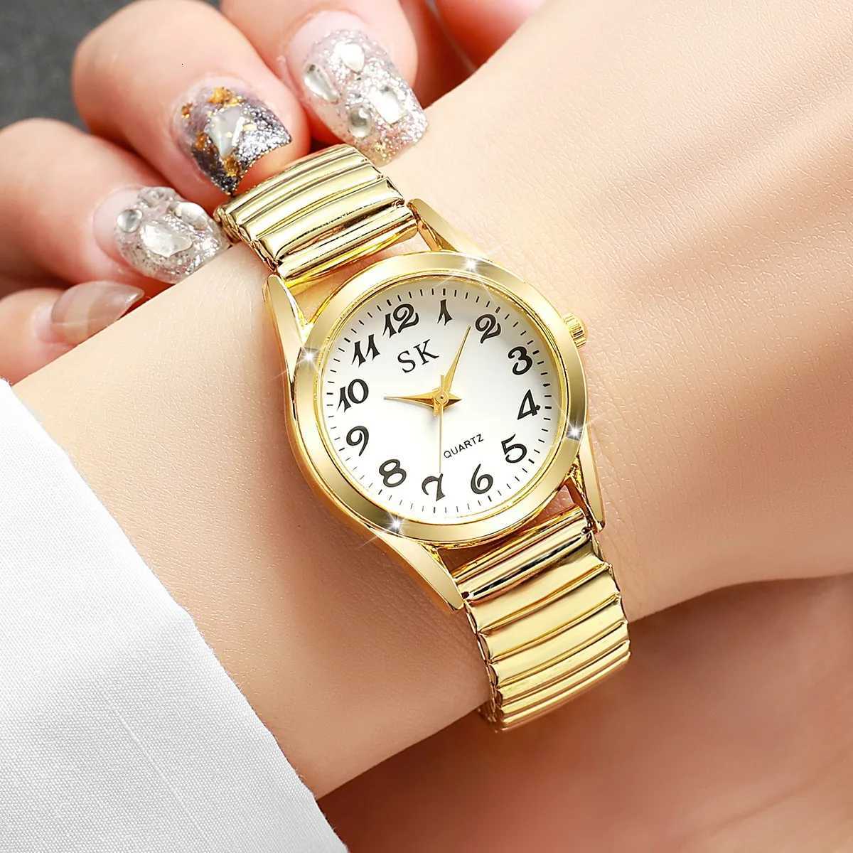 5PCS Fashion Small Roma Dial Women Quartz Watch Bracelets Set Elegant Elastic Band Ladies Wristwatch Reloj MujerWithout Box Y251212