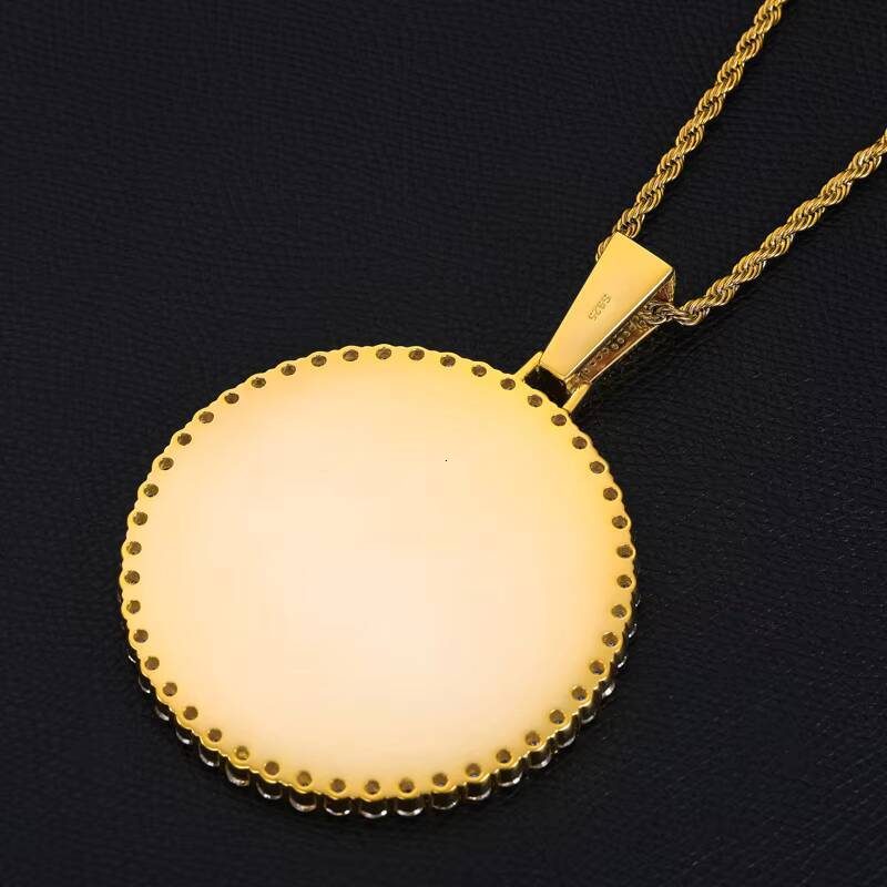 In Stock Custom Iced Out VVS Moissanite 68MM Round Memory Photo Pendant S925 Sterling Silver Can Diamond Test Hip Hop Jewelry - view 7