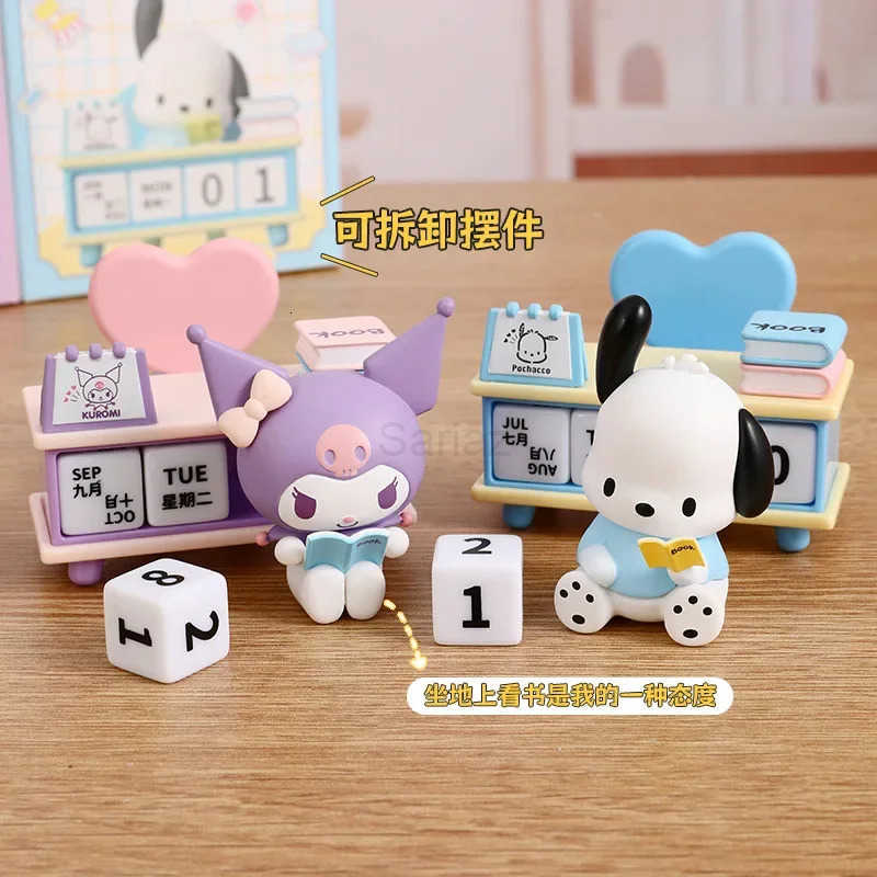 Sanrio Kuromi Pompompurin Desk Calendar Series Figure Blind Box Cute Anime Character Display with Date Function H251212