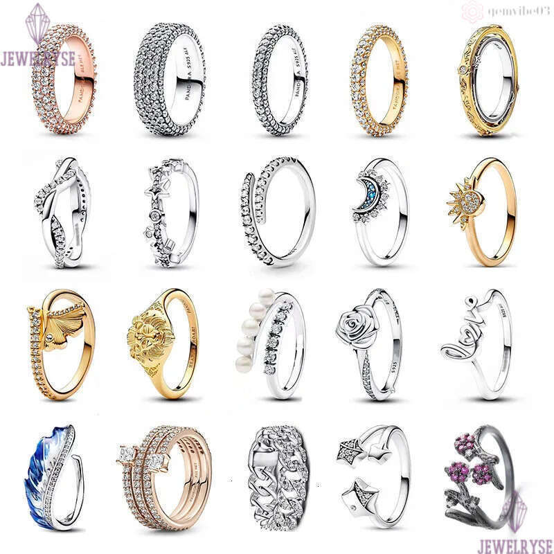 S925 silver rose flower heart love ring for women 18k gold retro vintage star luxury designer engagement with shine crystal diamond hollow rings jewel