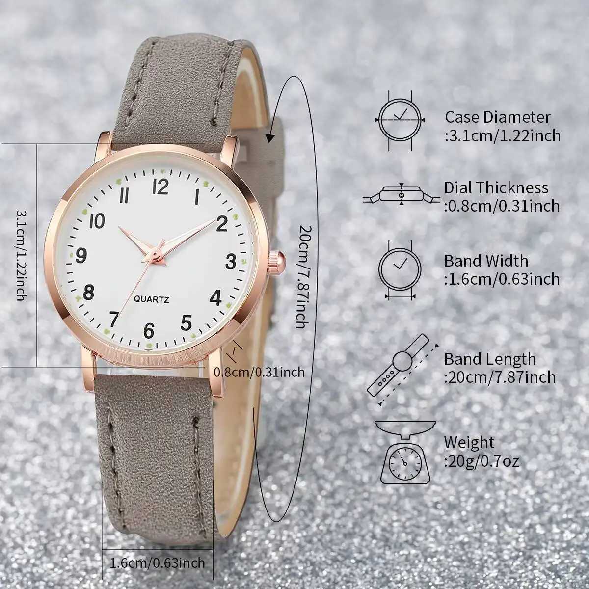 6PCS/Set Fashion Arabic Dial Women Quartz Watch Casual Leather Strap Wristwatch Butterfly Jewelry Set Reloj MujerWithout Box Y251212