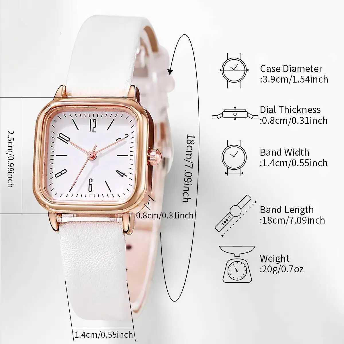 2PCS/Set Fashion Square Women Watches Leather Strap Quartz Wristwatch Rhinestone Bracelet Set Reloj Mujer Y251212