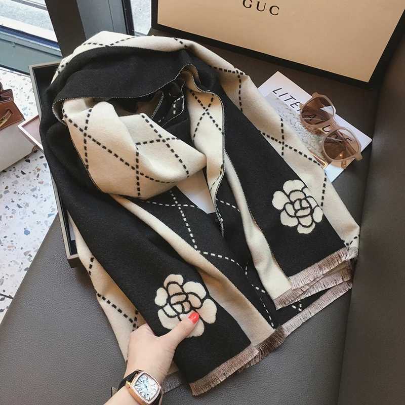 Winter promotion womens fashion luxury warm scarf shawl small fragrance printed cloak cashmere material thickened shawl womens Y251211
