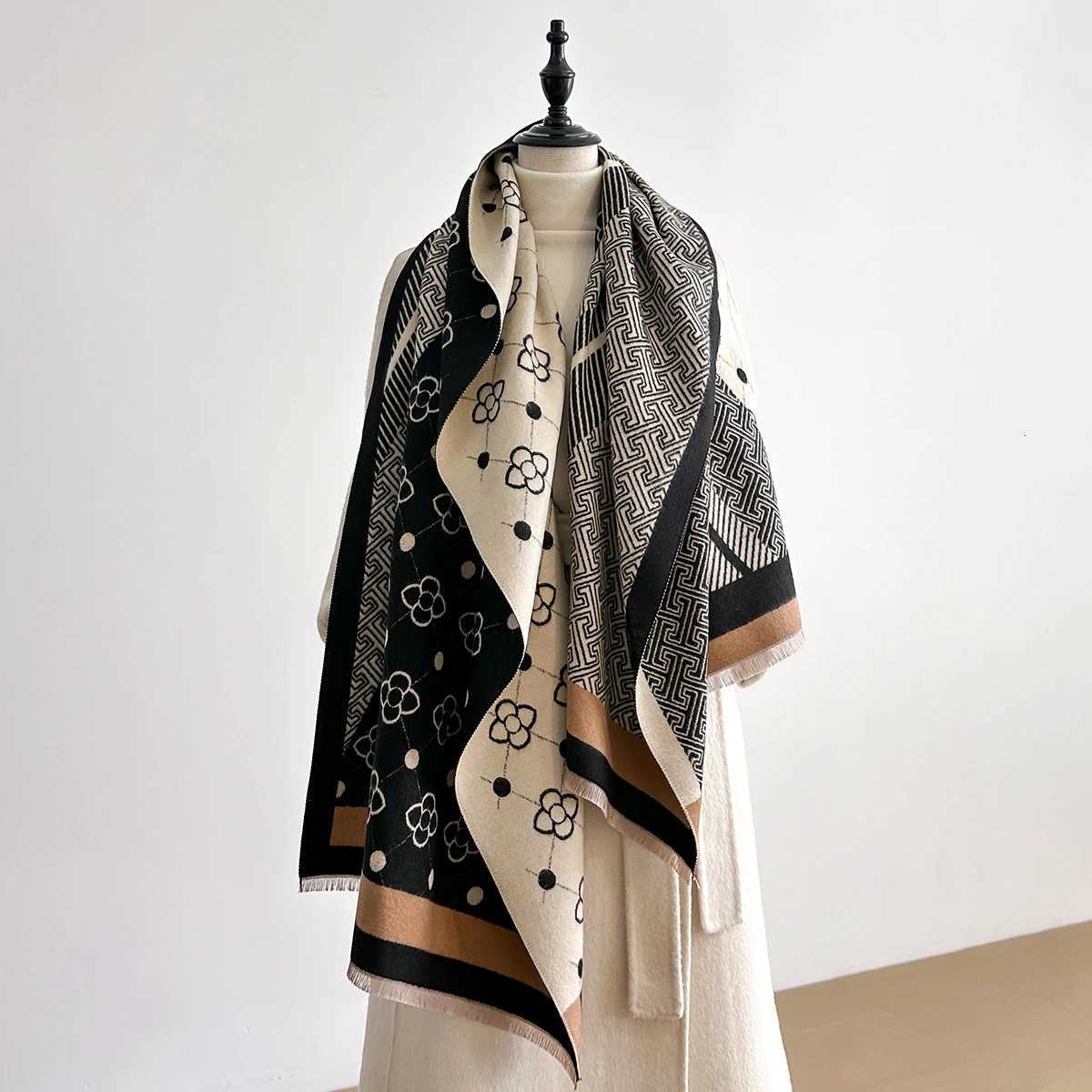 2025 New Winter Warm Faux Cashmere Scarf Women - Thick Luxury Shawl Wrap Perfect as Travel Poncho Blanket Y251211