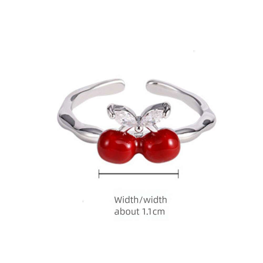 DHcollections Sweet and Exquisite Bowknot Cherry for Women Gentle Style Niche Fashionable Commuting Versatile Index Finger Ring