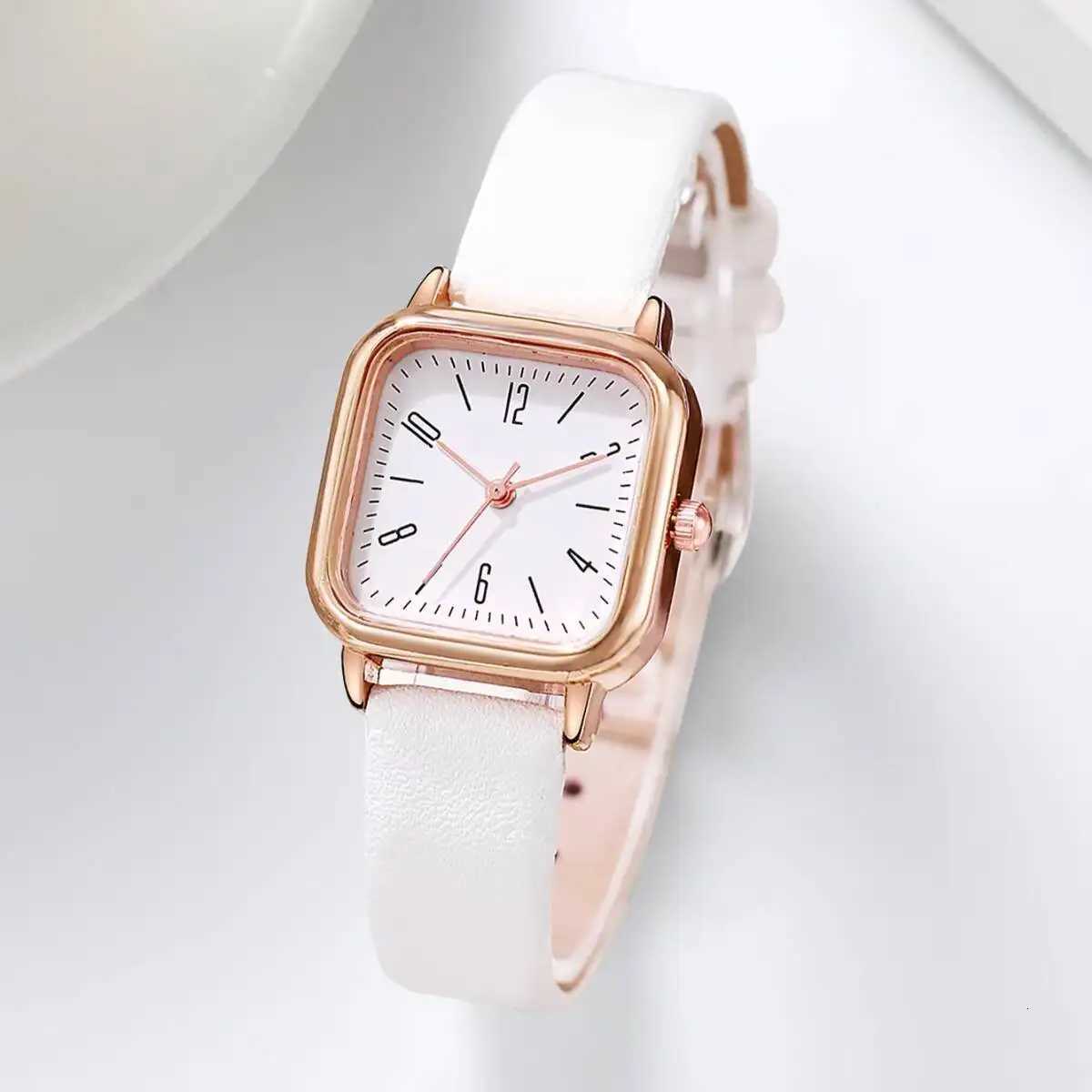 2PCS/Set Fashion Square Women Watches Leather Strap Quartz Wristwatch Rhinestone Bracelet Set Reloj Mujer Y251212
