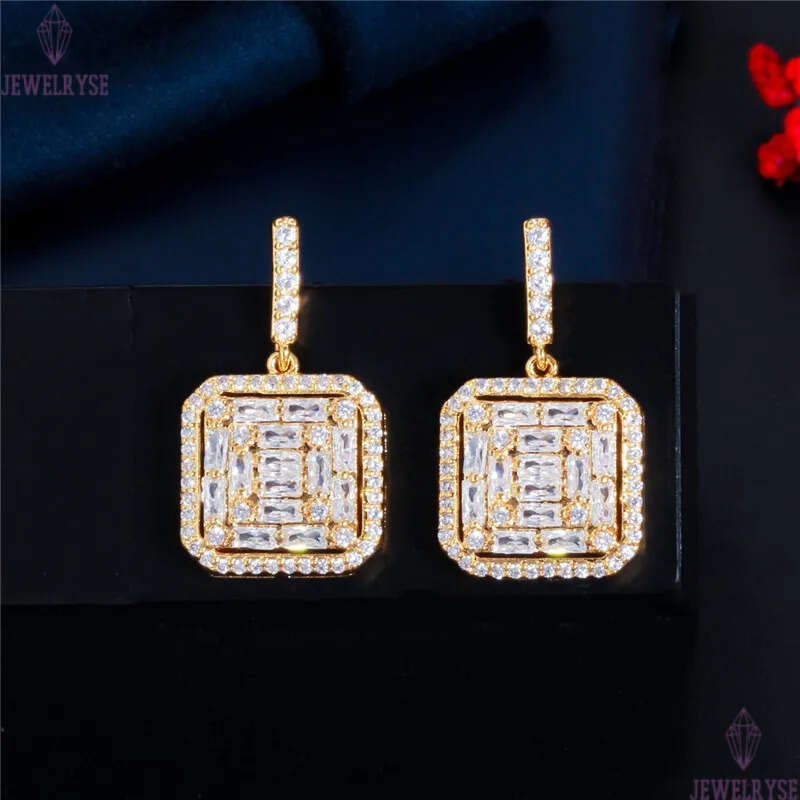 Luxury designer earring Jewelry Square 925 Silver Post Charm Earrings AAA Cubic Zirconia Copper 18k Gold White CZ Earring For Women Party Girls Valent