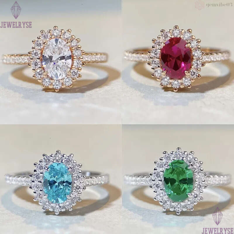 1ct diamond 18k gold ring designer for woman wed luxury 925 sterling silver red blue 5A zirconia engagement wedding rings anniversary jewelry women gi