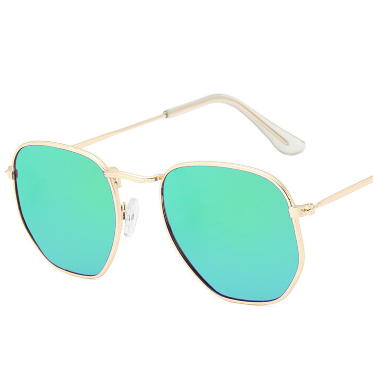 Oversized Lightweight Design High Street Outdoor Elite Sunglasse Polygon Sunglasses For Women, European And American Trendy Small Frame Colorful Ocean - view 5