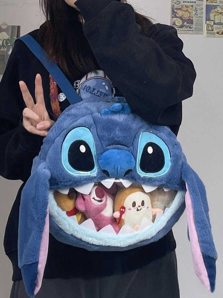 Disney New Genuine Cartoon Cute Stitch Plush Backpack Crossbody Bag Cartoon Design Adult Gift Wholesale H251212