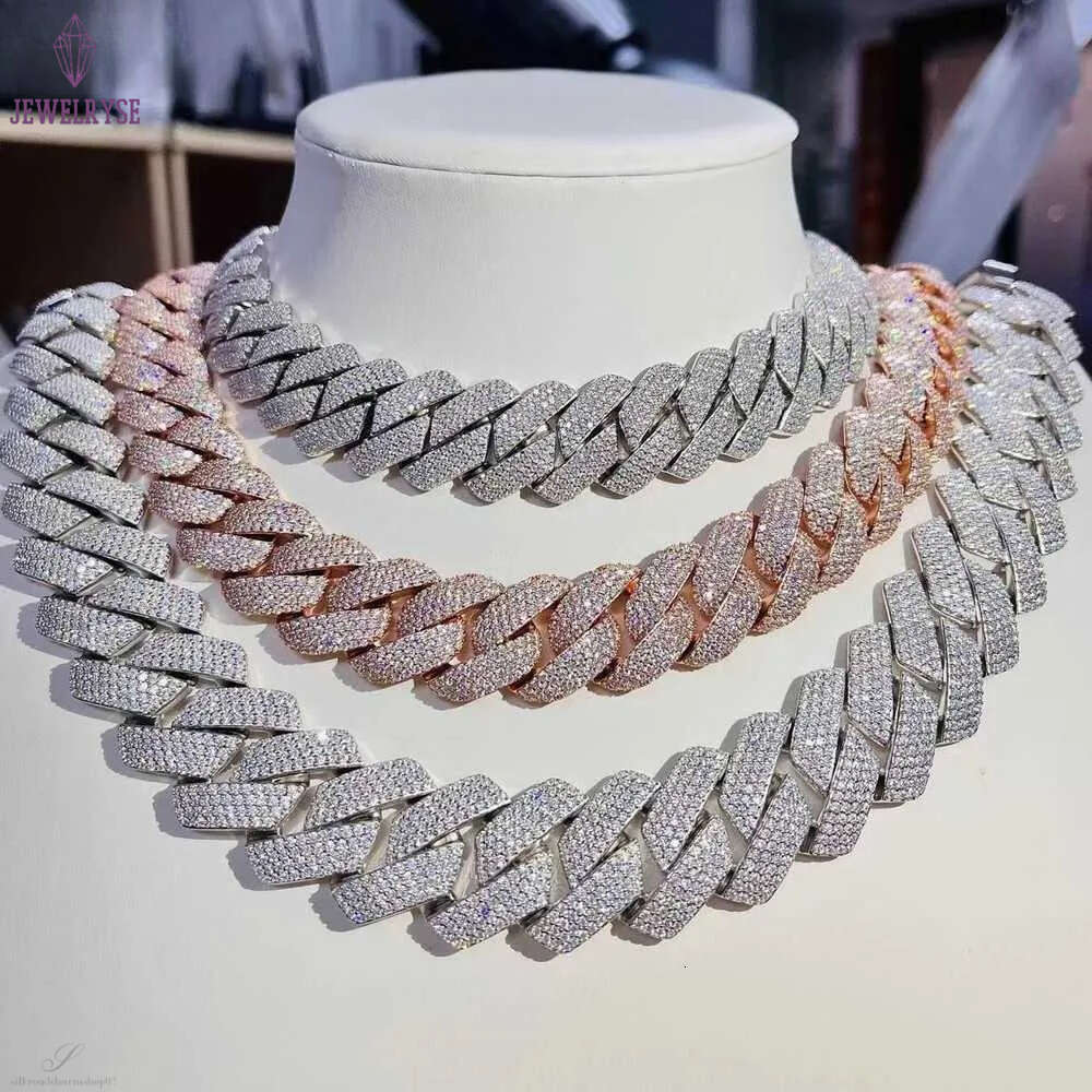 moissanite chain Cuban Link Chain Custom chain Pendant Necklaces Pass Diamond Test Vvs Moissanite Diamond Hip Hop Men Jewelry