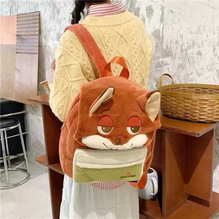 Disney Cartoon Cute Zootopia Plush Backpack Handbag Crossbody Bag Judy Fox Nick Large Capacity Casual Student Toy Surroundings H251212